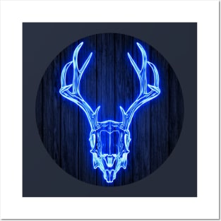 The neon blue Space-Deer Posters and Art